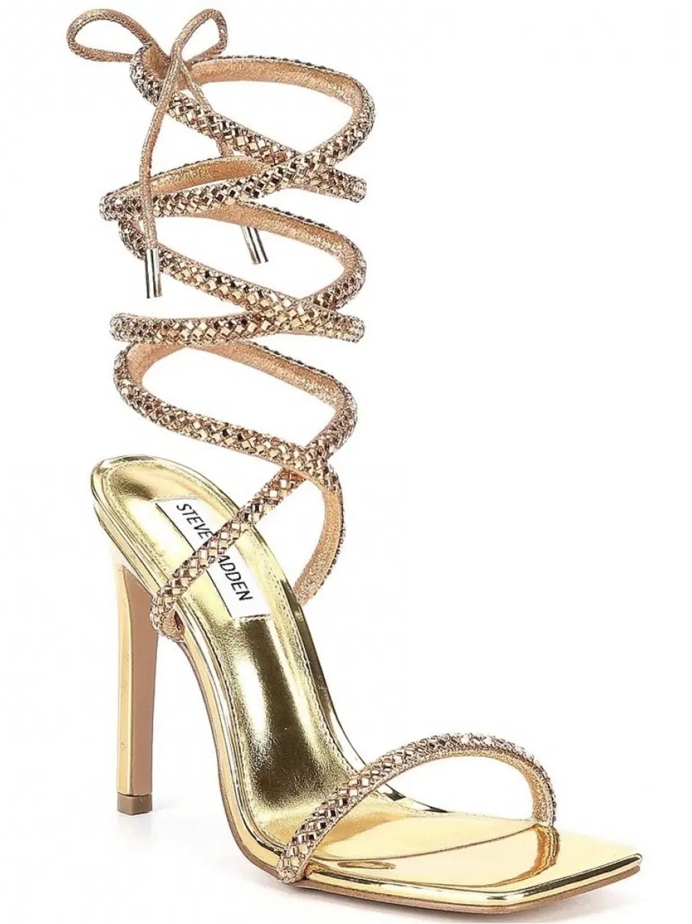 Steve Madden Metallic Gold Lace-Up Stiletto Sandal